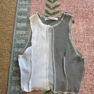 White and Gray Women's Top